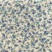 Японский бежевый тонкий принтованный хлопок 10:110 см, мелкий рисунок синие Цветы 5 мм, плотность ткани 120 гр/м