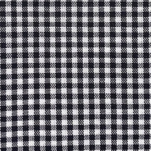 Японский белый принтованный хлопок 10:110 см, мелкий рисунок черная Клетка 0.3 мм, плетение разреженное плотность ткани 110 гр/м
