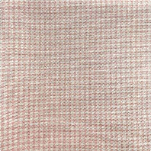 Японский белый принтованный хлопок 10:110 см, мелкий рисунок розовая Клетка 0.3 мм, плетение разреженное плотность ткани 110 гр/м