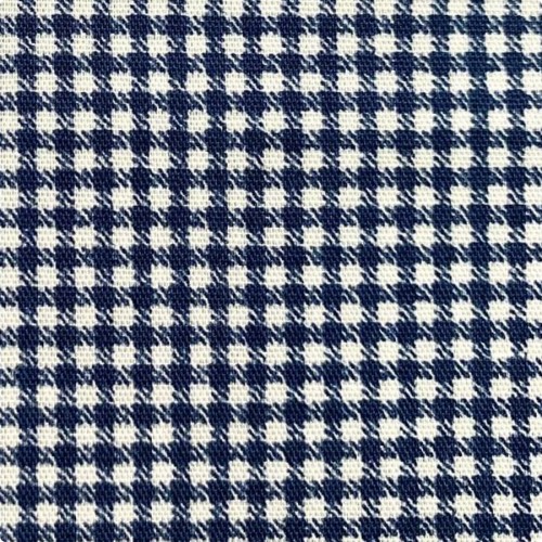 Японский белый принтованный хлопок 10:110 см, мелкий рисунок синяя Клетка 0.3 мм, плетение разреженное плотность ткани 110 гр/м