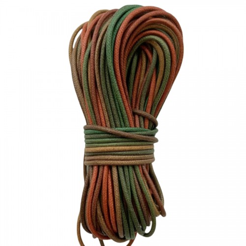 Шнур вощеный градиент зеленый рыжий коричневый 3 мм