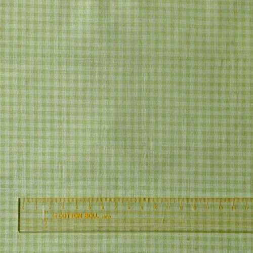 Принтованый хлопок салатовый «Мелкая клетка» размер отреза 30:110 см, Корея 