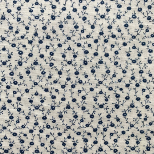 Хлопок принт цветы веточки Moda fabrics 10:110 см молочный/синий