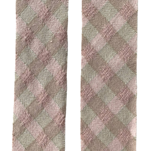 Косая бейка №9 из Японского фактурного хлопка розово-бежевая клетка Ширина 4 см