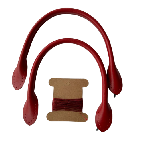 Ручки для сумок кожаные пришивные длина 30 см. Красные