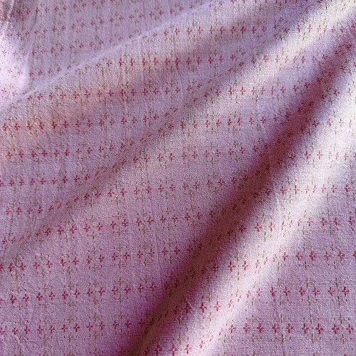 Японский фактурный хлопок #780 жаккард крестик розовый, отрез 35:50 см